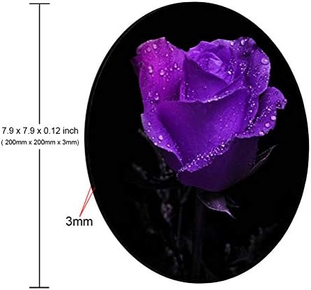 כרית עכבר עגולה עגולה עם ורד סגול מדהים ורקע שחור, כרית עכבר ורדים, מתנת משרד, מתנה אישה 7.9 x 7.9 x 0.12