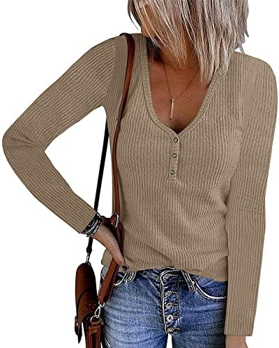 סוודרים של שרוול ארוך לנשים נגד סוודר צוואר סרוג סרוג סרוג חולצות מצוידות בצבע אחיד חולצות חולצות