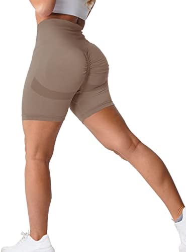 EHH נשים מותניים גבוהות עם מכנסי יוגה חלקים מקצרים לבקרת בטן מכנסי רכיבה על אופניים