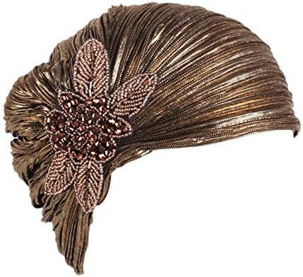 יאנט גליטר לייזר פרח טורבן ססגוני כפת כובע מצנפת נמתח שיער לעטוף לנשים