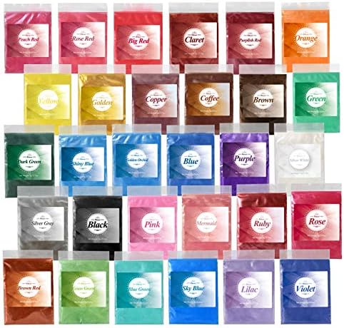 30 צבע אבקת מיכה אפוקסי שרף פיגמנט - צבע סבון לצביעה רפשית של DIY וייצור סבון - צבע צבעוני צבעוני לצבע, אמנות ציפורניים,