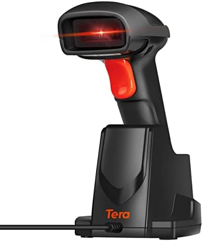 TERA 1D סורק ברקוד אלחוטי סורק USB עריסה טעינה בסיס כף יד לייזר לייזר קורא לייזר 1D חישה אוטומטית מהירה