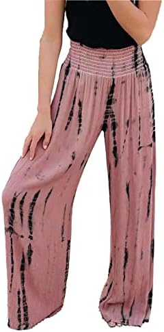 Maiyifu-GJ נשים מודפסות מכנסיים פלאצו רגל רחבה המותניים במותניים גבוה