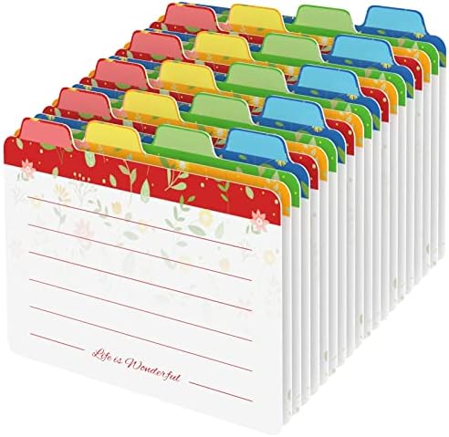 מחלקת כרטיסי אינדקס של Neando 4x6 אינץ 'עם דפוס פרחוני, מדריך כרטיסי אינדקס ריקים, 1/4 כרטיסי
