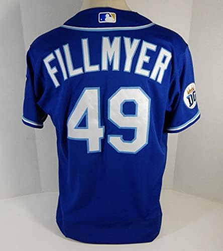 2020 קנזס סיטי רויאלס הית 'Fillmyer 49 משחק הונפק כחול ג'רזי DG תיקון 46 1 - משחק משומש גופיות MLB
