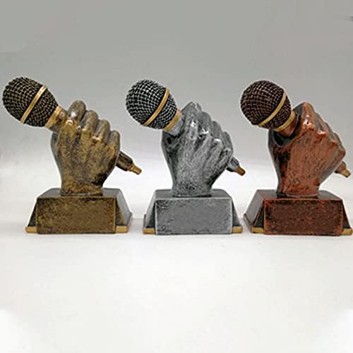 מיקרופון מוסיקה הפרס גביע, קטן שרף פיסול עיצוב מלאכות קישוטי עם דלוקס עגול בסיס חקוק צלחת על בקשה