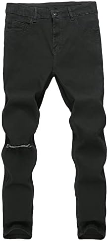 ג'ינס רזים מחודדים של גברים, ג'ינס מתאים למכנסיים דקים במצוקה, מכנסי ג'ינס שחורים הורסים מכנסי מוטו חור מכנסיים