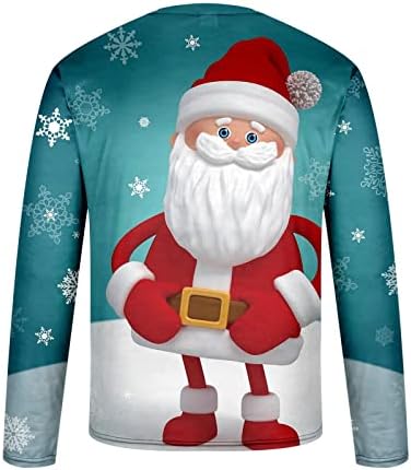 סווטשירט לגברים שרוול ארוך צוואר צווארון חולצות חג מולד פלוס גודל 3D סנאטה קלאוס מצחיק הדפסת
