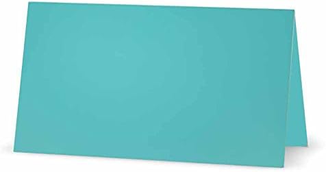 כרטיסי מקום ערפילי כחול - סגנון שטוח או אוהל - 10 או 50 חבילה - לבן ריק קדמי בצבע מוצק קדמי שולחן מיקום גבול