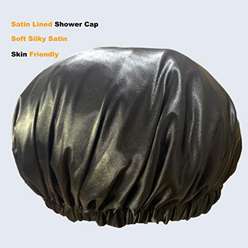 שכבה כפולה סאטן כובע מקלחת מרופד לנשים שיער שיער סאטן מכסה מקלחת מצנפת לגברים אטומים למים במיוחד שכבה