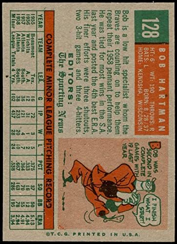 1959 Topps 128 בוב הרטמן מילווקי בראבס NM+ Braves