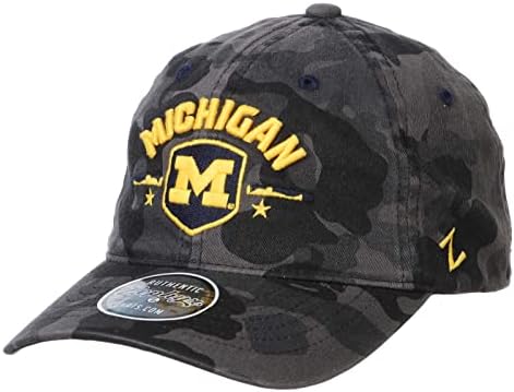 זפיר אוניברסיטת מישיגן לילה סיור הסוואה מתכוונן בייסבול כובע-שחור