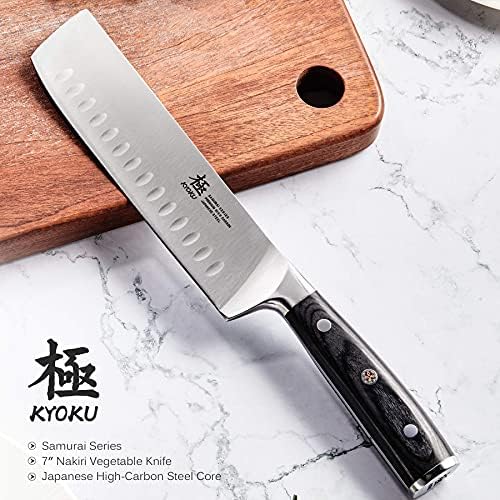 קיוקו סמוראי סדרת 8 שף סכין + 7 נקירי ירקות סכין-מלא טאנג-יפני גבוהה פחמן פלדה-פקקווד ידית