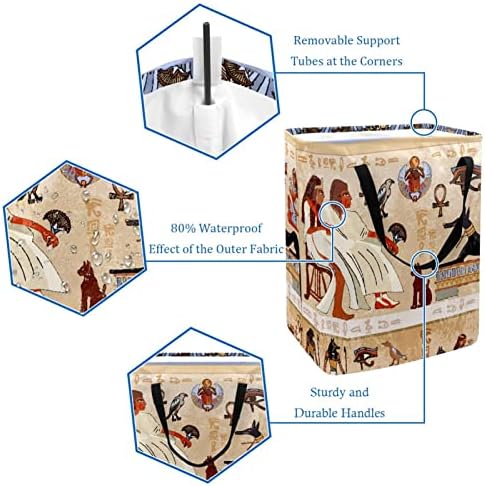 הדפסת תרבות מצרים העתיקה סל כביסה מתקפל, סלי כביסה עמידים למים 60 ליטר אחסון צעצועי כביסה לחדר שינה