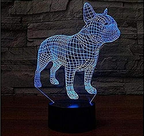 Superiorvznd 3D צרפתי בולדוג צרפתי כלב לילה אור שולחן שולחן שולחן שולחן מנורות אשליה אופטית