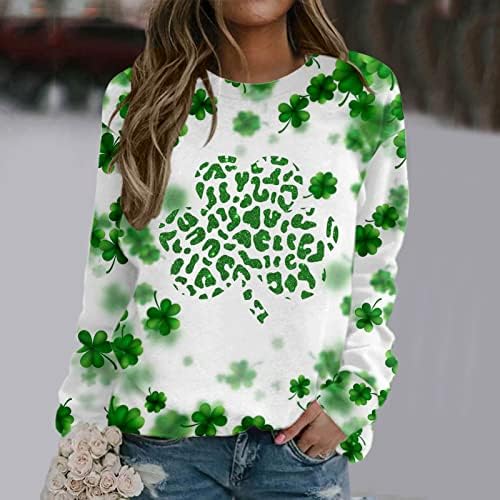 ירוק חולצות לנשים סנט פטריק יום תלתן חולצות רופף מזדמן אופנה טיז למעלה אביב חולצות
