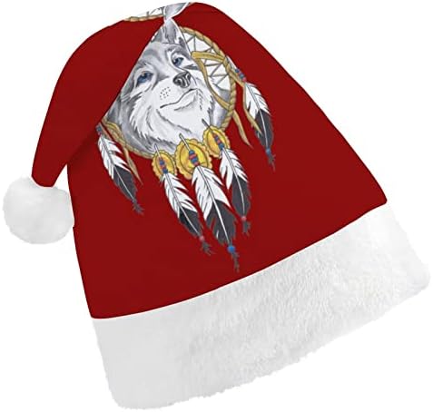צבעי מים זאב לוכד חלומות חג המולד כובעי בתפזורת מבוגרים כובעי חג המולד כובע לחגים חג המולד ספקי צד