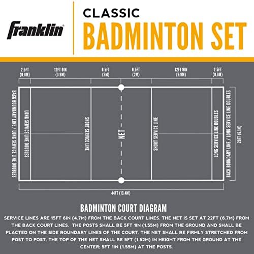 פרנקלין ספורט בדמינטון רשת + מחבטים סט - סט Badminton נייד בחצר האחורית עם Rockers + Birdies