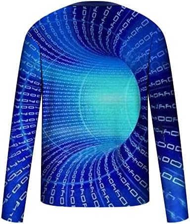 חולצות שרוול ארוך לגברים, סוודר בסיסי בצוואר עגול מזדמן מנהרת חלל-זמן 3 חולצות טריקו מודפסות בתוספת גודל