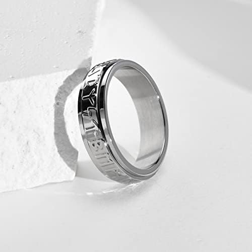 מעוות מוביוס ויקינג טבעת בנד: קמע נירוסטה אינפיניטי הנורדית אודל ויקינג מילות הקסם נורדי אירוסין טבעת נישואים
