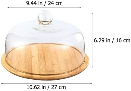 מגשי הגשה עוגת צלחת סטנד עם כיפת מגש כיסוי תצוגת קינוח מכסה זכוכית עץ מחזיק הגשת אחסון מסיבת מזון לחם ברור