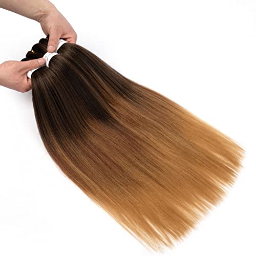 אומברה קולעת שיער 24 אינץ מראש מתוח קולעת שיער מקצועי שיער הרחבות 6 חבילות מים חמים הגדרת קנקלון