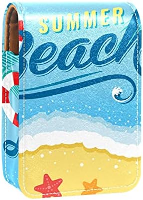 קיץ חוף כחול ים גלוס מחזיק שפתון מקרה נייד איפור תיק נסיעות שפתון ארגונית מקרה עם מראה מיני שפתון תיבת