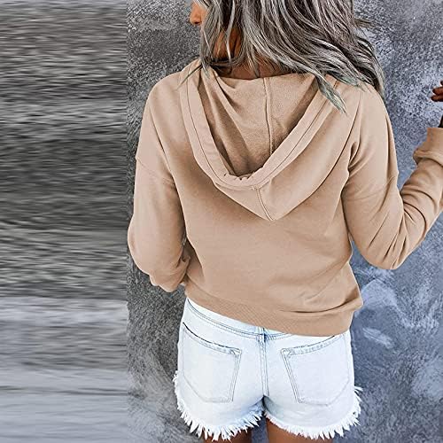 נשים מקרית נים סוודר חולצות 2022 סתיו בגדי שרוך ארוך שרוול חולצות עם כיס