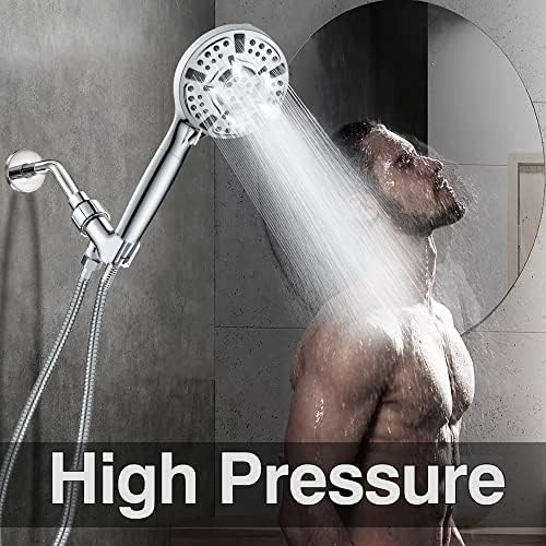 ראש מקלחת בלחץ גבוה 10 מרסס מצבי מסננים ראש מקלחת עם כף יד וצינור נירוסטה ארוך במיוחד בגודל 5ft,
