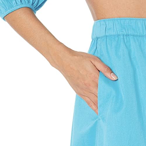 חצאיות MIDI קפלים זורמים לנשים חצאיות בוהו קיץ מזדמן עם כיסים חצאית חוף מוצקה חצאית מותניים