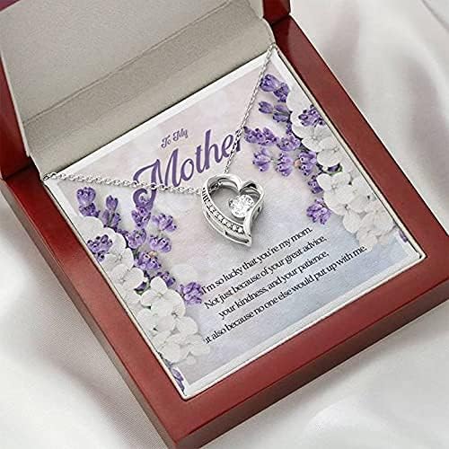 שרשרת בעבודת יד - לאמי שרשרת כרטיס הודעה, שרשרת אהבה לנצח, מתנה לאמא מהבן והבת, יום האם המיוחד, יום הולדת,