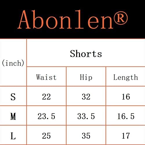Abonlen נשים Scrunch Scrunch חלק 2 אימונים מקצרים מכנסיים קצרים מותניים במותניים עם מכנסי יוגה קצרים כושר