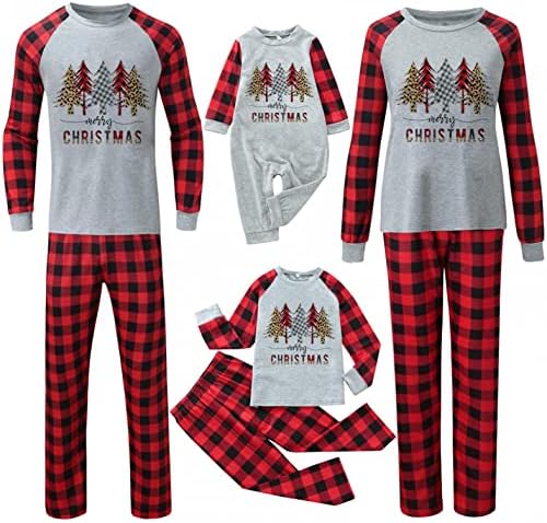 XBKPLO עץ חג מולד שמח עץ LONGEARD מודפס לחג המולד תואם פיג'מה ביתי Sleepwear Steams Setts Pajama