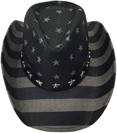 כובע קאובוי אמריקאי דגל ארצות הברית - גברים ונשים - אפור שחור