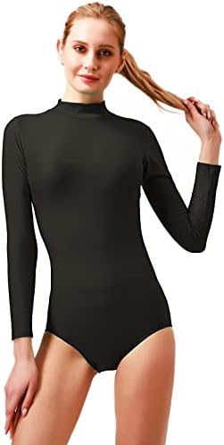 ג ' אבלי בלט בגדי גוף לנשים שחור ארוך שרוול בגד גוף לנשים ריקוד