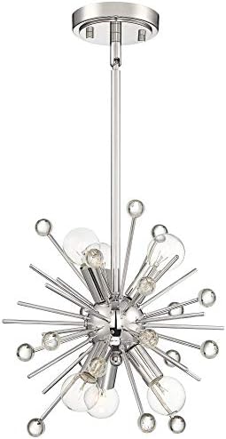 עיצוב יורו של Possini Janae מלוטש ניקל מיני ספוטניק תליון נברשת 12 רחב אמצע המאה המודרנית 6 מתקן תאורה
