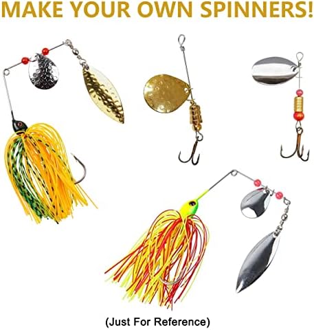Orootl Fishing Spinner להבי טבעות מפוצלים, 100 יחידות קולורדו להבי ערבה טבעות פיתוי סט כף כסף זהב פיתיון ספינר