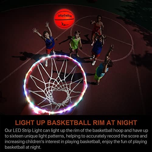 אורות חישוק הכדורסל LED של LED, שלט רחוק שפת הכדורסל אור LED, 16 שינוי צבע בעצמך, אטום למים