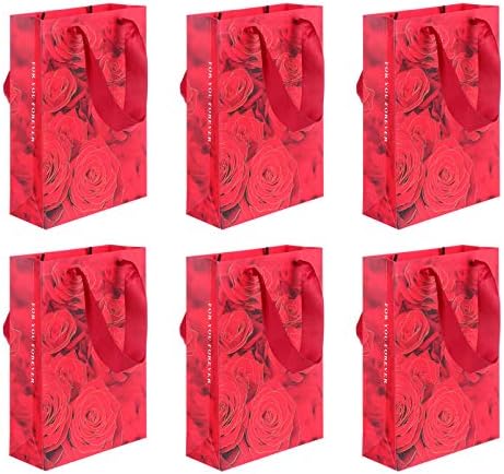 תיקי מתנה של תכשיטי המוטון 6 יחידות שקית פרח אדומה שקית נייר תיק נייר נייר נייר נייר אריז
