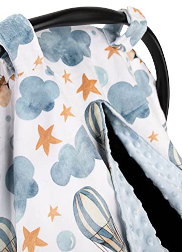 טוטס טוטס דלוקס מינקי מינקי כיסוי מושב מכונית לתינוק - בועות בלונים וכוכבים, 40 x 29 אינץ 'כחול