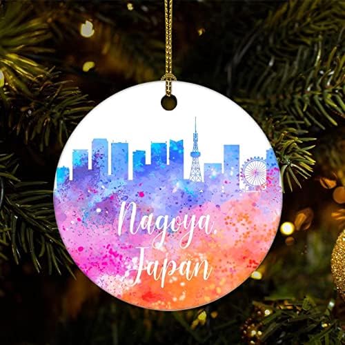 חג המולד מזכרת קישוטי יפן-נאגויה קרמיקה קישוט מתנות קישוטי תצוגת עיר צללית עץ חג המולד תליית קישוטי