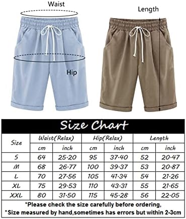 מכנסיים קצרים ברמודה לנשים קיץ אורך ברך מזדמן באורך מותן גבוה במותניים מכנסיים קצרים עם כיסים עם מכנסיים קצרים