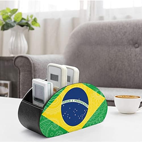 ברזילאי פייזלי דגל עור שלט רחוק מחזיק מצחיק נושא כלים תיבת אחסון שולחן עבודה ארגונית עם 5 תאים עבור טלוויזיה בלו-ריי