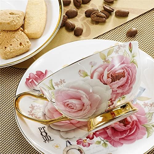 ZHUHW פרח ורוד בסגנון אירופאי עצם כיתה גבוהה סין חרסינה כוס קפה אחר הצהריים כוס תה קרמיקה כוס עם