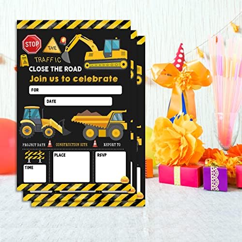 בנייה כרטיסי הזמנות למסיבת יום הולדת לילדים, הזמנות למסיבת יום הולדת למשאית הבנייה לבנים, 20 מילוי