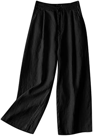 פשתן מכנסיים לנשים עלייה גבוהה קל משקל קרסול אורך מחודד מכנסי טרנינג יוגה בבאגי רופף אלסטי מותן