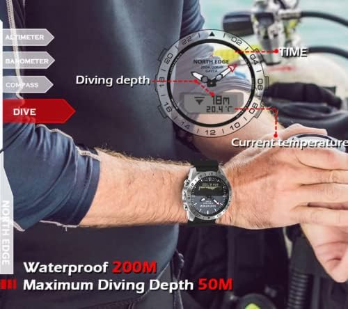 שעון נירוסטה אנלוגי דיגיטלי שעונים לגברים עמיד למים טייס שעון מצפן צלילה חיצוני ספורט שעון לגברים