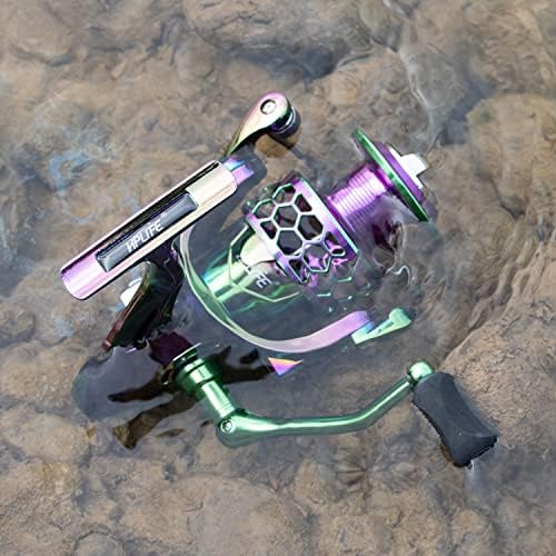 סלילי דיג של HPLIFE, 7+1 BB Multicevater Water Water סליל מסתובב עם גרפיט צבעוני ידית הפיכה ומסגרת