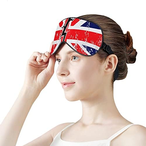 דגל בריטניה עם סדק במסיכת העין האמצעית שינה כיסוי עיניים עם חסימות רצועה מתכווננות עיוורון לילה קל לטיולים
