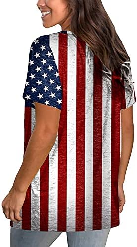 4 ביולי חולצות טי לנשים חולצות טוניקה עם שרוול קצר חולצות טוניקה עם פסים בדגל אמריקאי